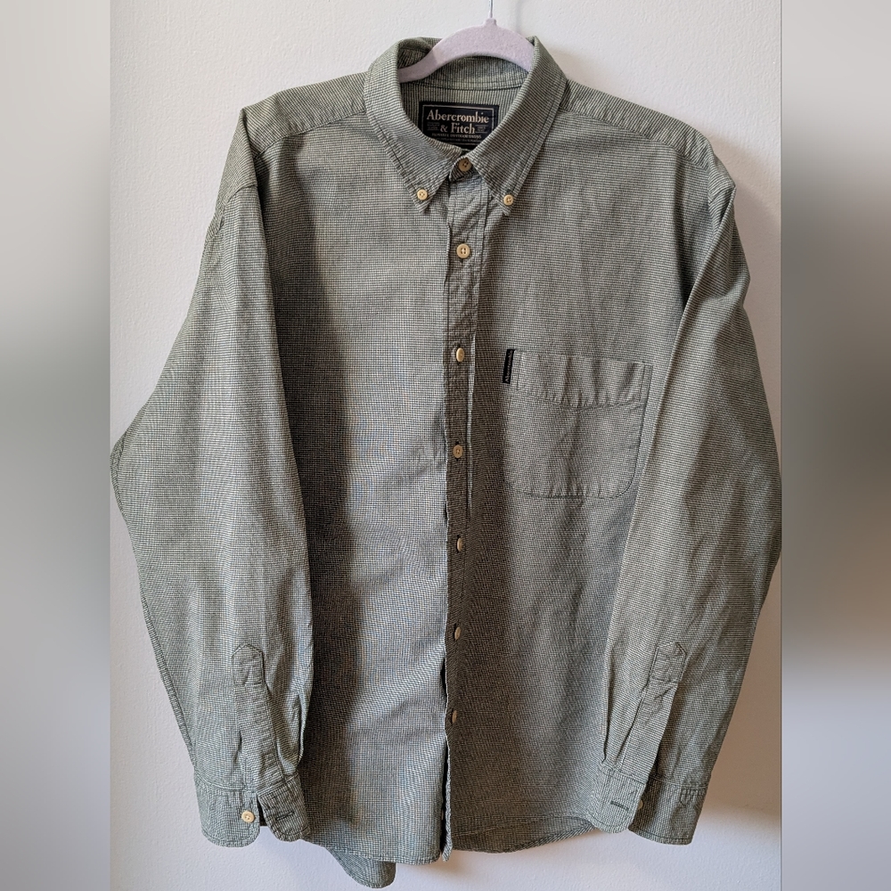 Abercrombie & Fitch Green Relaxed Fit Casual Long Sleeves Shirt 100% Cotton Sz M
